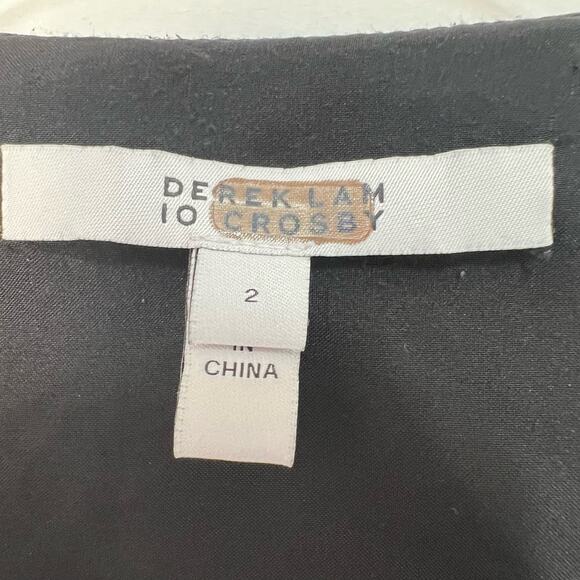 Derek Lam 10 Crosby Size 2 Button Front Cropped Jumpsuit Black Crepe Wide Leg - Picture 6 of 16